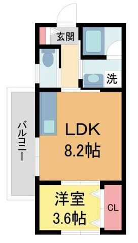 拡大写真:カサ苦楽園 2階201の間取り