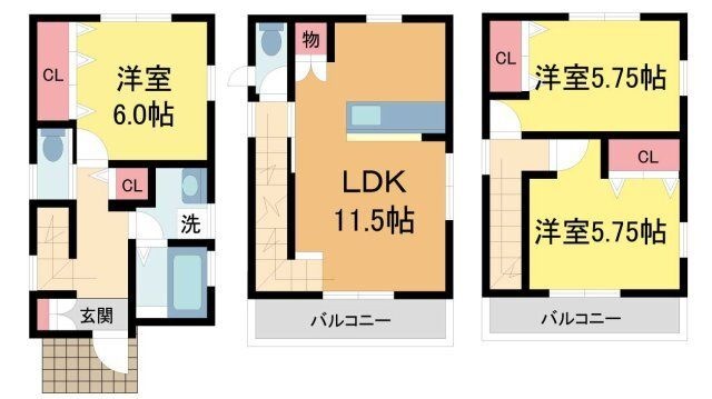 拡大写真:今津山中町戸建B 1階-の間取り