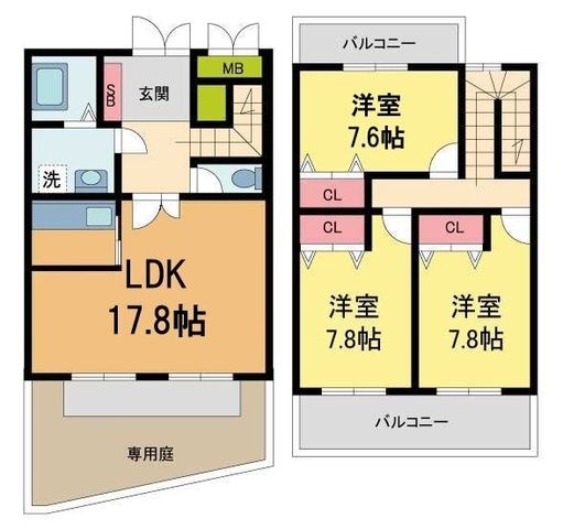 拡大写真:月見ガ丘テラス 1階3の間取り