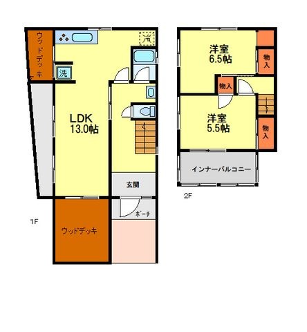 拡大写真:西多田1丁目17-5戸建 2階-の間取り