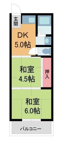 拡大写真:小田マンション 2階2-2の間取り