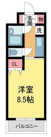 拡大写真:ベルグラン宝塚 3階302の間取り