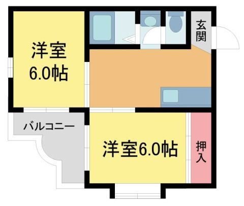 拡大写真:第2庭園ハイツ 2階202の間取り