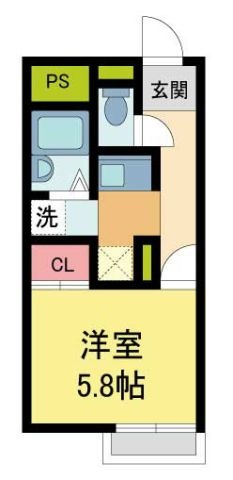 拡大写真：レオパレス南ひばりガ丘 1階101の間取り