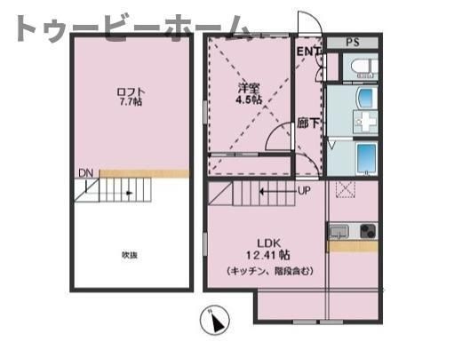拡大写真：ハナブキ壱番館 2階202の間取り