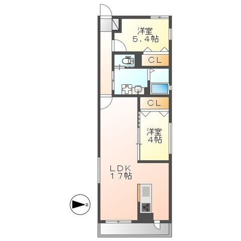 拡大写真:Celenest高岳 3階301の間取り