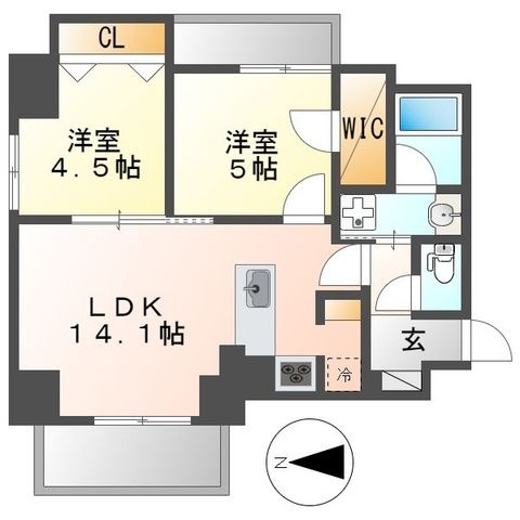 拡大写真:S-RESIDENCE高岳bresa 2階208の間取り