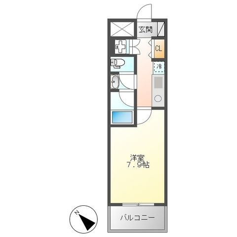 拡大写真:CASA+α名駅南 8階802の間取り