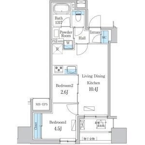 拡大写真:デュオフラッツ今池フレナ 5階504の間取り