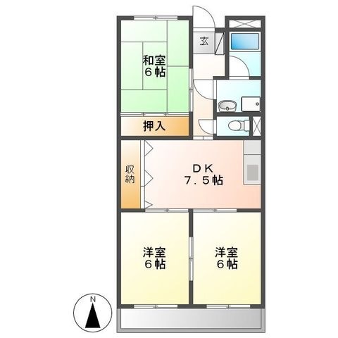 拡大写真:AvenueⅡ 2階203の間取り
