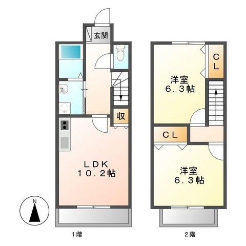 拡大写真:アプトIRIBA 1階Bの間取り