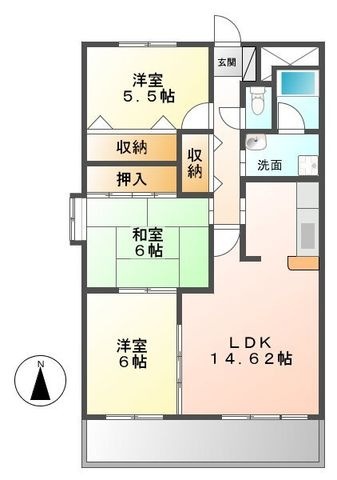 拡大写真:サニーコート坂野 3階302の間取り