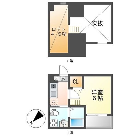 拡大写真:クレア名西 2階203の間取り