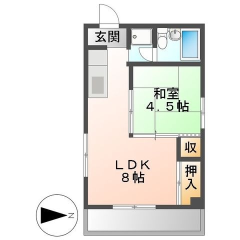 拡大写真：エムズつるぎ 2階202の間取り