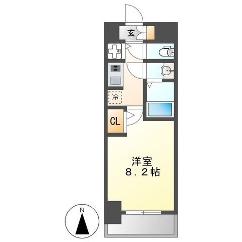 拡大写真:S‐RESIDENCE名駅WEST 9階905の間取り