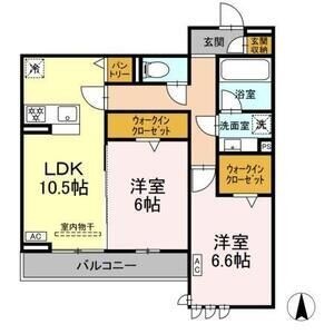 拡大写真：リアンフォール 2階202の間取り