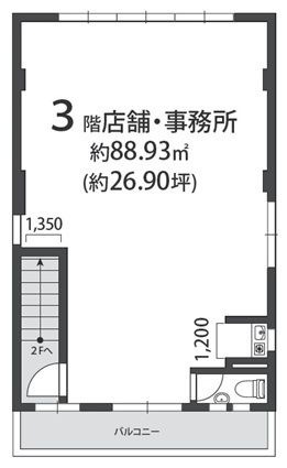 拡大写真:東大阪市新町 3階3の間取り