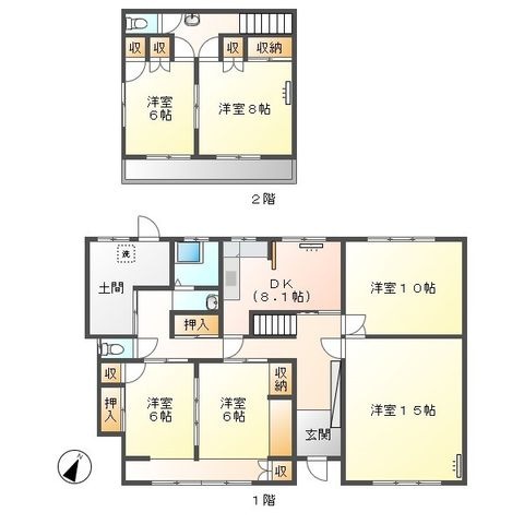 拡大写真:三田洞東2丁目戸建貸家 1階1の間取り