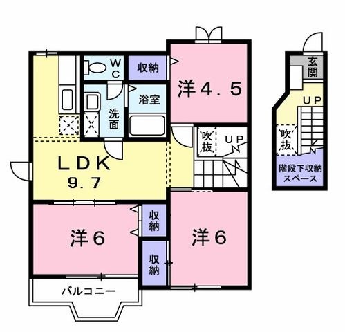 拡大写真:クレストール辻杉Ⅰ 2階202の間取り