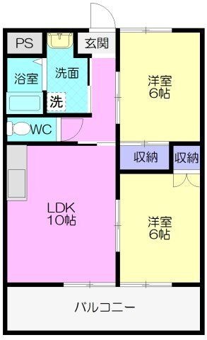 拡大写真:ウィズステージラーク岩広 2階201の間取り