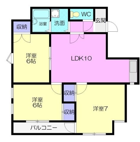 拡大写真：イーストガーデン杉の木館 2階202の間取り