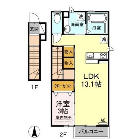 拡大写真:しあわせ夢ハウス 2階201の間取り