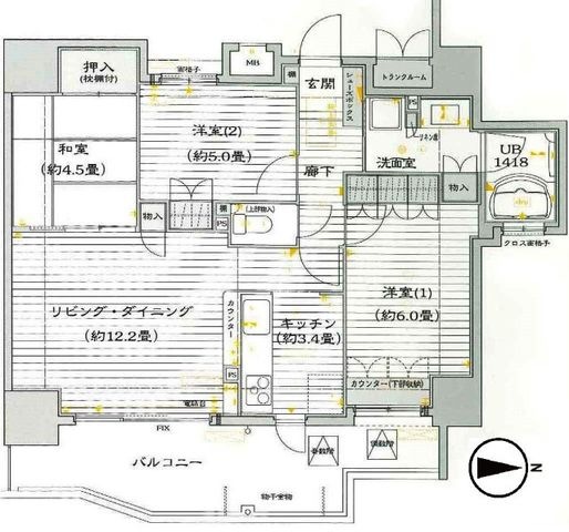 拡大写真:BELISTA岡崎戸崎 6階504の間取り