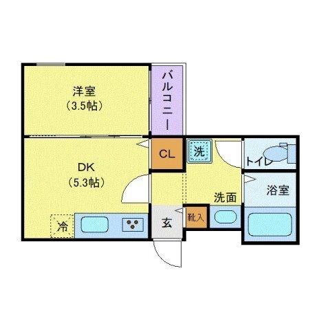 拡大写真:ベルグランデ吉野町 2階202の間取り