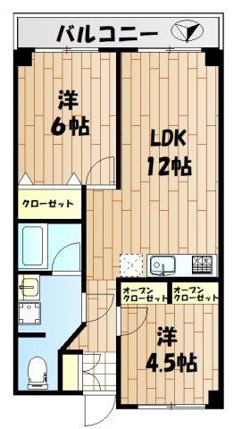 拡大写真:ハピネス飯田Ⅶ号館 1階102の間取り