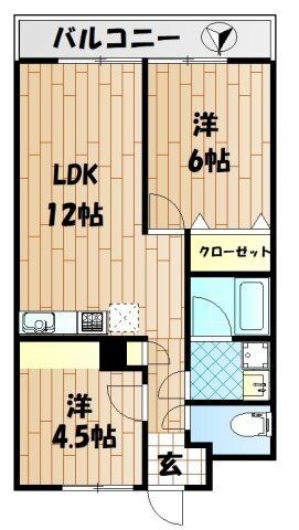 拡大写真:ハピネス飯田Ⅲ号館 1階106の間取り