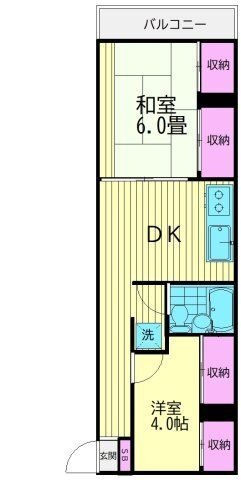 拡大写真:三恵ハウスB 3階3Aの間取り