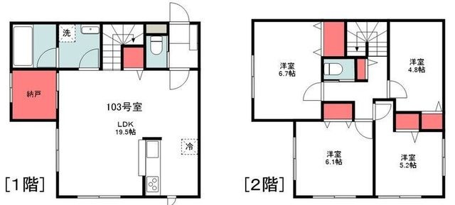 拡大写真:師岡町テラスハウス 1階103の間取り