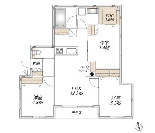 拡大写真：Ｂｏｗｈａｕｓ 1階101の間取り