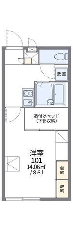拡大写真:レオパレス永遠 1階105の間取り