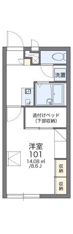 拡大写真：レオパレス京町さくら 2階201の間取り