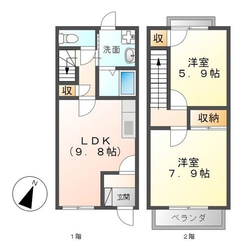 拡大写真:ブランシェ本郷Ⅱ A ・ B 1階B103の間取り