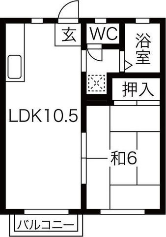拡大写真:ビブロスヒルC 2階203の間取り