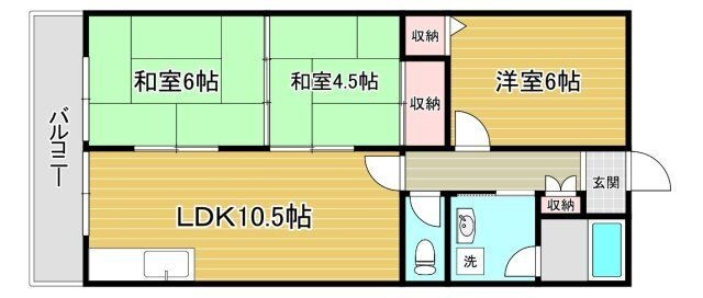 拡大写真:ハイツ78 3階301の間取り