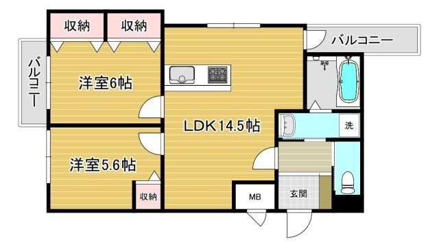 拡大写真:サイアミーズ春日町 1階102の間取り