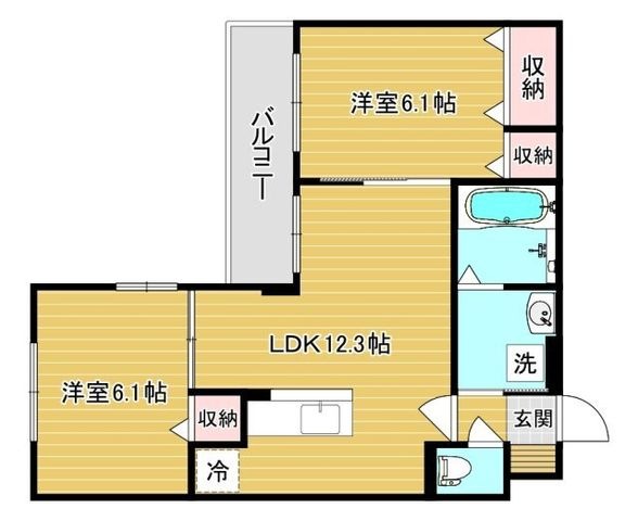 拡大写真:HILL COURT 水無瀬 2階205の間取り