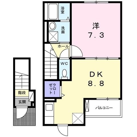拡大写真:ラパン ノアール 2階205の間取り