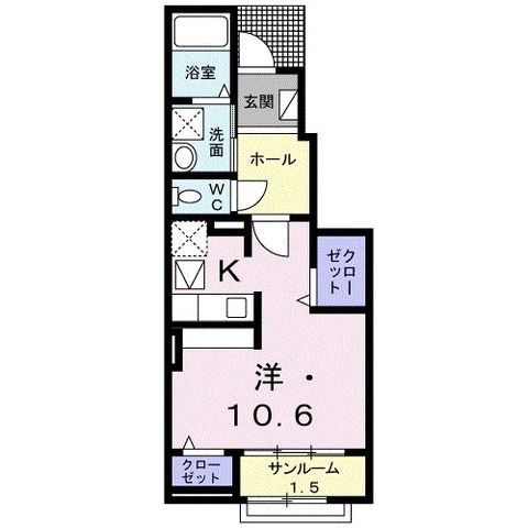 拡大写真:カーサ フィオーレ 1階102の間取り