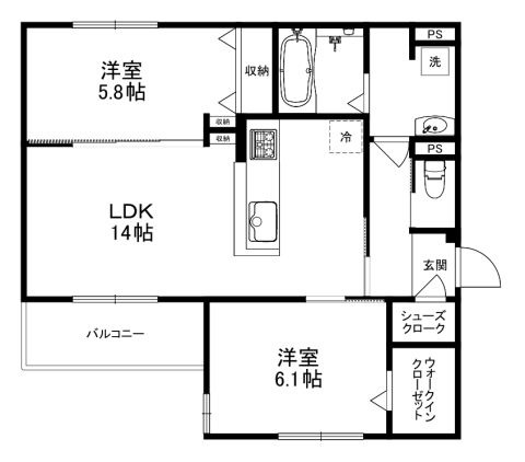 拡大写真:D-residence下田部B 2階203の間取り