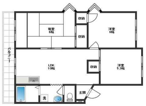 拡大写真:ドリームオアシス 3階305の間取り