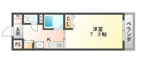 拡大写真:ハイマートさつき 4階402の間取り