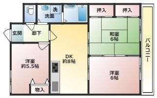 拡大写真:ニューサンリバー小倉 2階203の間取り