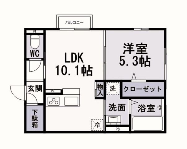 拡大写真:Moreplus砂津 2階201の間取り
