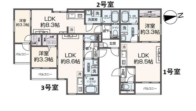 拡大写真:Tidy西小倉 2階201の間取り