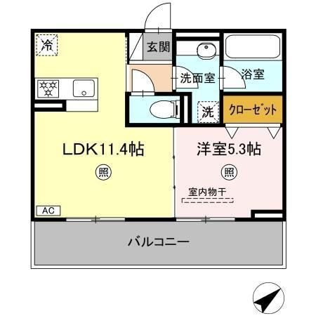 拡大写真:Nest Piece 原町 3階302の間取り