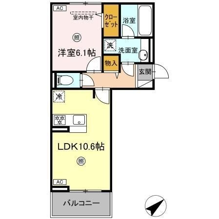 拡大写真：Nest　Piece　原町 3階303の間取り